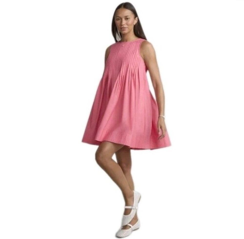 Free Assembly Pink Melon NWT Pleated Cotton Garden Dress Size L Brandon Maxwell